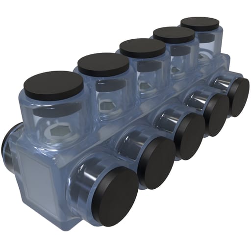 Ilsco - Ilsco ECTD-5-350 ClearTap® Insulated Multi-Tap Connector, Dual Sided Entry, 350kcmil-#6 Conductor Range, 5-Port