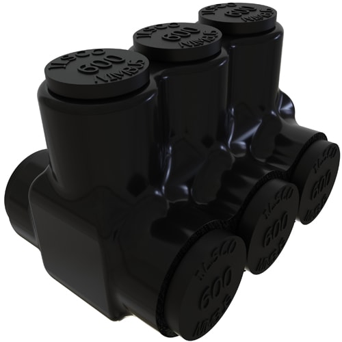 Ilsco - Ilsco PBTD-3-500 Nimbus Insulated Aluminum Multi-Tap Connector, Conductor Range 600-4, 3 Ports, Dual Sided Entry, Tin Plated, UL, CSA