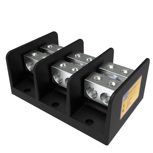 Ilsco - Ilsco PDB-22-350-3 Power Distribution Block, Dual Rated, Line Conductor Range 350-6, Load Range 350-6, 2 Ports Per Pole Line Side, 2 Ports Per Pole Load Side, 3 Pole, UL, CSA