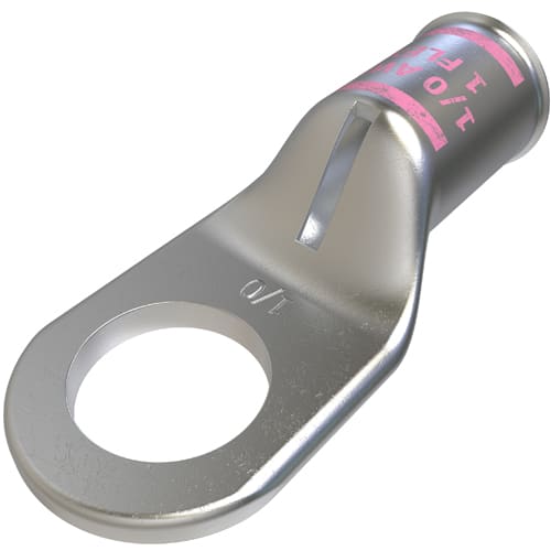Ilsco - Ilsco CCL-1/0-12 Copper Compression Lug, Conductor Size 1/0, 1 Hole, 1/2in Bolt Size, Standard Barrel, Sight Window, Tin Plated, UL, CSA