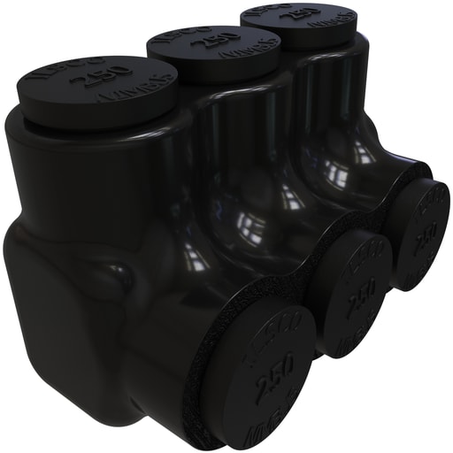Ilsco - Ilsco PBTS-3-250 Nimbus Insulated Aluminum Multi-Tap Connector, Conductor Range 250-6, 3 Ports, Single Sided Entry, Tin Plated, UL, CSA