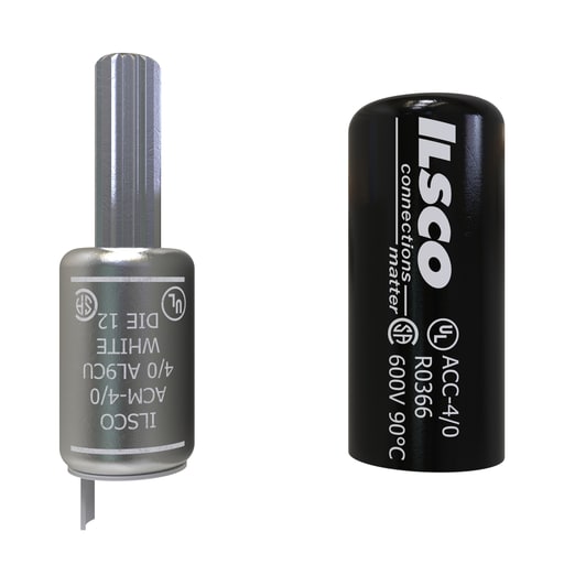 Ilsco - Ilsco ACM-4/0 Aluminum Compression Pigtail Adaptor, Conductor Size 4/0, Tin Plated, UL, CSA