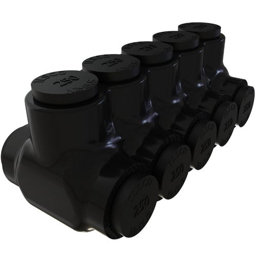 Ilsco - Ilsco PBTD-5-250 Nimbus Insulated Aluminum Multi-Tap Connector, Conductor Range 250-6, 5 Ports, Dual Sided Entry, Tin Plated, UL, CSA
