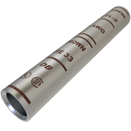 Ilsco - Ilsco CTL-2 SureCrimp® Copper Compression Sleeve, Conductor Size 2, Long Barrel, Tin Plated, UL, CSA