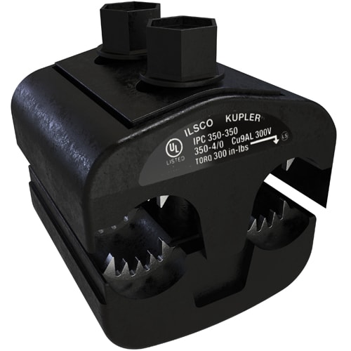Ilsco - Ilsco IPC-350-350 KUP-L-Tap Insulation Piercing Copper Connector, Dual Rated, Main Conductor Range 350-4/0, Tap Range 350-4/0, Tin Plated, UL, CSA