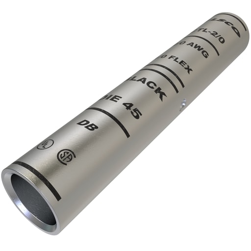 Ilsco - Ilsco CTL-2/0 SureCrimp® Copper Compression Sleeve, Conductor Size 2/0, Long Barrel, Tin Plated, UL, CSA