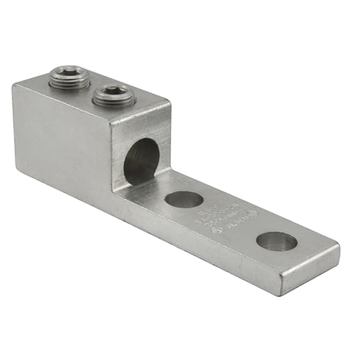 Ilsco - Ilsco TA-350-2N Aluminum Mechanical Lug, Dual Rated, Conductor Range 350-6, 1 Port, 2 Holes, 1/2in Bolt Size, 1-3/4in Hole Spacing, 2 Screws, Tin Plated, UL, CSA