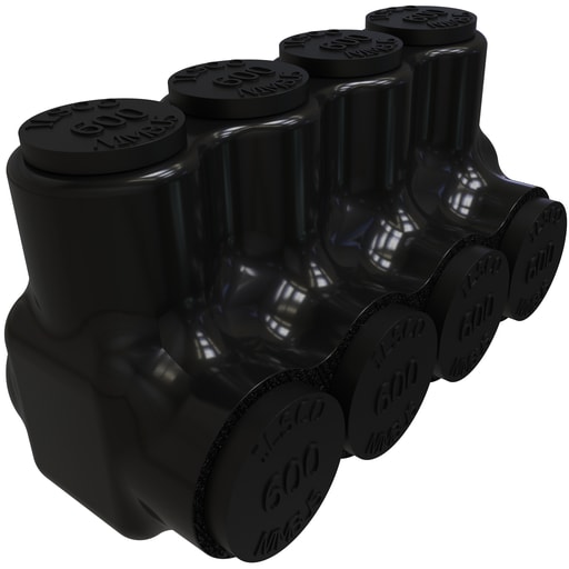 Ilsco - Ilsco PBTS-4-500 Nimbus Insulated Aluminum Multi-Tap Connector, Conductor Range 600-4, 4 Ports, Single Sided Entry, Tin Plated, UL, CSA