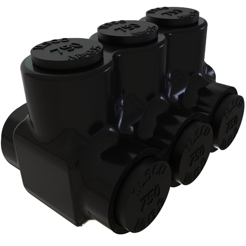 Ilsco - Ilsco PBTD-3-750 Nimbus Insulated Aluminum Multi-Tap Connector, Conductor Range 750-250, 3 Ports, Dual Sided Entry, Tin Plated, UL, CSA
