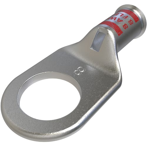 Ilsco - Ilsco CCL-8-38 Copper Compression Lug, Conductor Size 8, 1 Hole, 3/8in Bolt Size, Standard Barrel, Sight Window, Tin Plated, UL, CSA