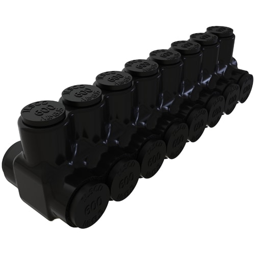 Ilsco - Ilsco PBTD-8-500 Nimbus Insulated Aluminum Multi-Tap Connector, Conductor Range 600-4, 8 Ports, Dual Sided Entry, Tin Plated, UL, CSA