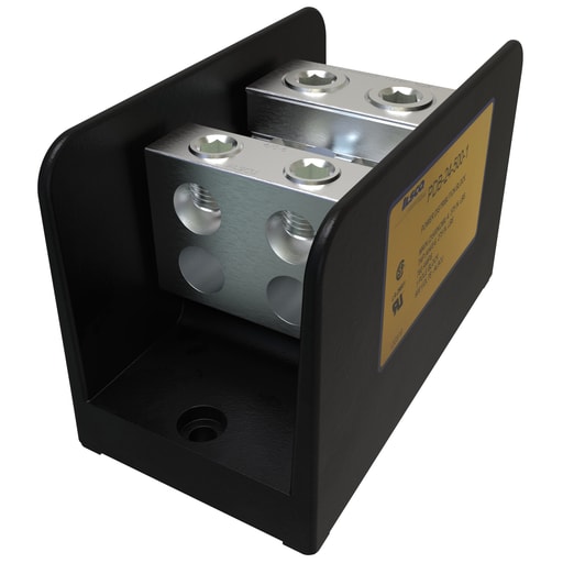 Ilsco - Ilsco PDB-24-500-1 Power Distribution Block, Dual Rated, Line Conductor Range 500-4, Load Range 4/0-6, 2 Ports Per Pole Line Side, 4 Ports Per Pole Load Side, 1 Pole, UL, CSA