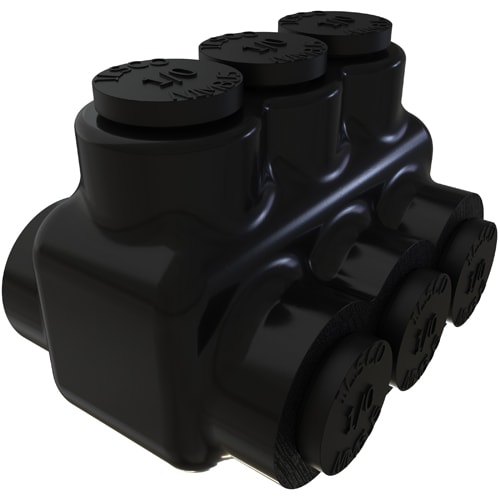 Ilsco - Ilsco PBTD-3-1/0 Nimbus Insulated Aluminum Multi-Tap Connector, Conductor Range 1/0-14, 3 Ports, Dual Sided Entry, Tin Plated, UL, CSA
