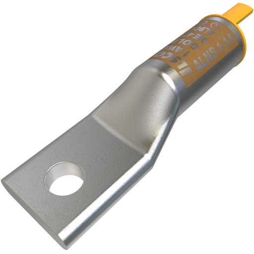 Ilsco - Ilsco ALNS-1-14 SureCrimp® Aluminum Compression Lug, Conductor Size 1, 1 Hole, 1/4in Bolt Size, Long Barrel, No Sight Window, Tin Plated, UL, CSA