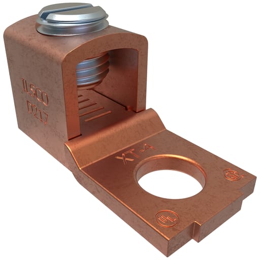 Ilsco - Ilsco XT-4 Copper Mechanical Lug, Conductor Range 4-14, 1 Port, 1 Hole, 1/4in Bolt Size, UL, CSA