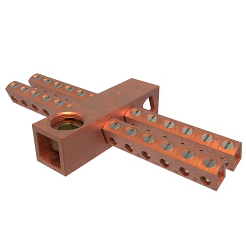 Ilsco - Ilsco CAN-300 Copper Neutral Bar, Conductor Range 250-6 Main, 6-14 Tap, 24 Ports