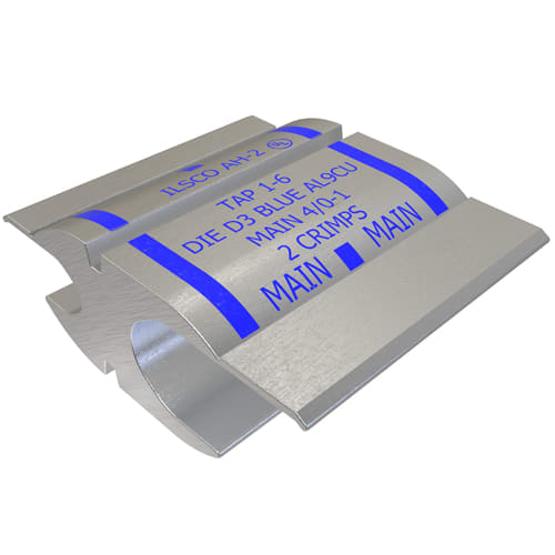 Ilsco - Ilsco AH-2 Aluminum Compression Tap, Main Range 4/0-1, Tap Range 1-6, Tin Plated, UL