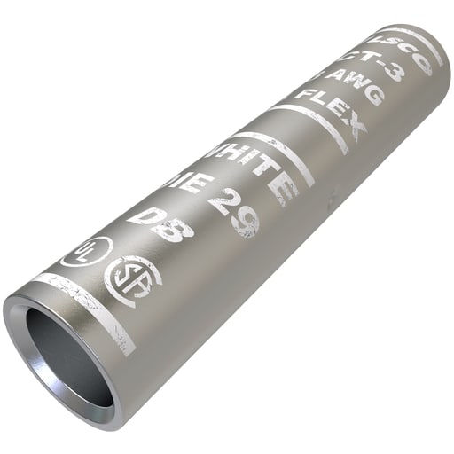 Ilsco - Ilsco CT-3 SureCrimp® Copper Compression Sleeve, Conductor Size 3, Tin Plated, UL, CSA