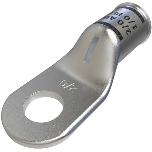 Ilsco - Ilsco CCL-2/0-38 Copper Compression Lug, Conductor Size 2/0, 1 Hole, 3/8in Bolt Size, Standard Barrel, Sight Window, Tin Plated, UL, CSA
