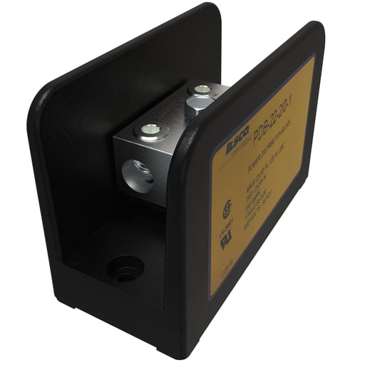 Ilsco - Ilsco PDB-22-2/0-1 Power Distribution Block, Dual Rated, Line Conductor Range 2/0-14, Load Range 2/0-14, 2 Ports Per Pole Line Side, 2 Ports Per Pole Load Side, 1 Pole, UL, CSA