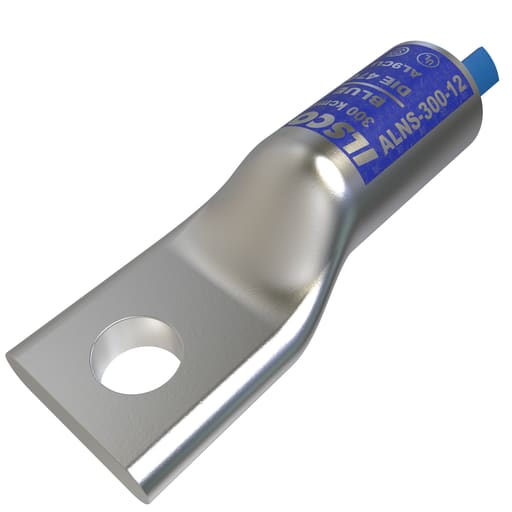 Ilsco - Ilsco ALNS-300-12 SureCrimp® Aluminum Compression Lug, Conductor Size 300, 1 Hole, 1/2in Bolt Size, Long Barrel, No Sight Window, Tin Plated, UL, CSA