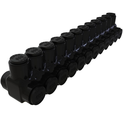 Ilsco - ILSCO PBTD-12-500 UL/CSA Listed 600 MCM 4 AWG 12-Port Dual Rated Aluminum Insulated Mechanical Connector