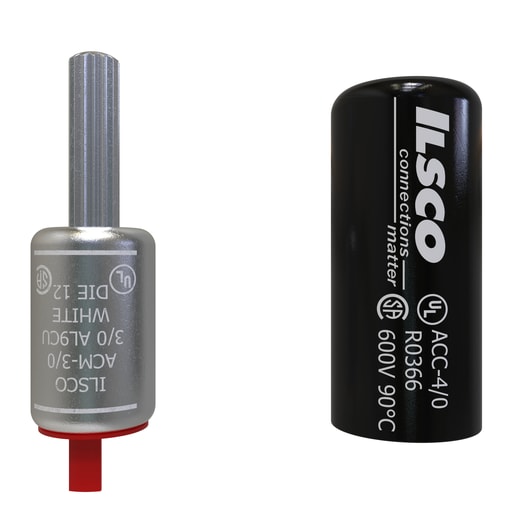 Ilsco - Ilsco ACM-3/0 Aluminum Compression Pigtail Adaptor, Conductor Size 3/0, Tin Plated, UL, CSA