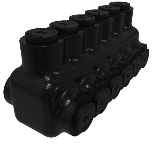 Ilsco - Ilsco PBTD-6-4 Nimbus Insulated Aluminum Multi-Tap Connector, Conductor Range 4-14, 6 Ports, Dual Sided Entry, Tin Plated, UL, CSA