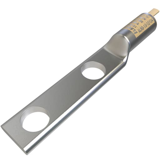 Ilsco - Ilsco ALND-1/0-12-134 SureCrimp® Aluminum Compression Lug, Conductor Size 1/0, 2 Holes, 1/2in Bolt Size, 1-3/4in Hole Spacing, Long Barrel, No Sight Window, Tin Plated, UL, CSA
