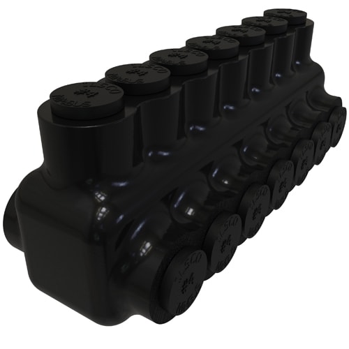 Ilsco - Ilsco PBTD-7-4 Nimbus Insulated Aluminum Multi-Tap Connector, Conductor Range 4-14, 7 Ports, Dual Sided Entry, Tin Plated, UL, CSA