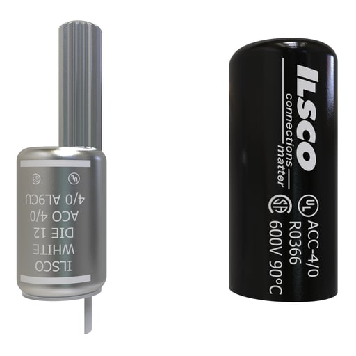 Ilsco - Ilsco ACO-4/0 Aluminum Compression Pigtail Adaptor Offset, Conductor Size 4/0, Tin Plated, UL, CSA