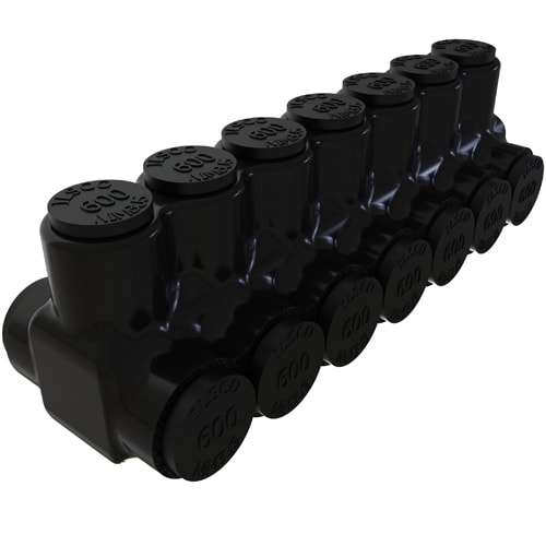 Ilsco - Ilsco PBTD-7-500 Nimbus Insulated Aluminum Multi-Tap Connector, Conductor Range 600-4, 7 Ports, Dual Sided Entry, Tin Plated, UL, CSA