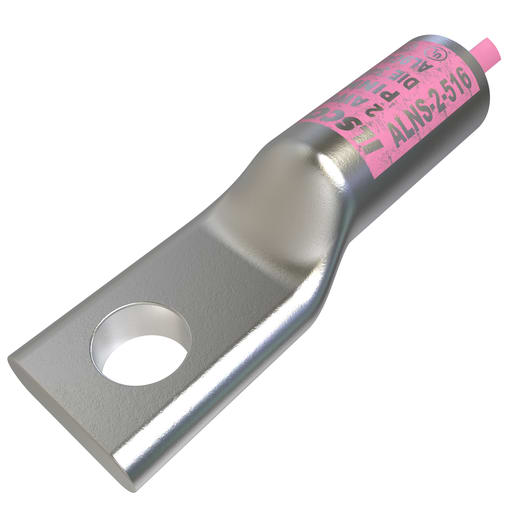 Ilsco - Ilsco ALNS-2-516 SureCrimp® Aluminum Compression Lug, Conductor Size 2, 1 Hole, 5/16in Bolt Size, Long Barrel, No Sight Window, Tin Plated, UL, CSA