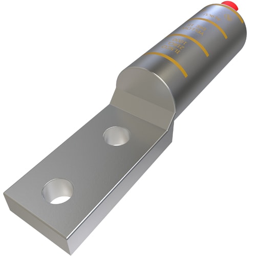 Ilsco - Ilsco 2IACL-1000 SureCrimp® Aluminum Compression Lug, Dual Rated, Conductor Size 1000, 2 Holes, 1/2in Bolt Size, 1-3/4in Hole Spacing, No Sight Window, Narrow Tang, Tin Plated, UL, CSA