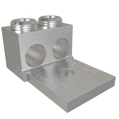 Ilsco - Ilsco AU-250 Aluminum Mechanical Lug, Conductor Range 250-6, 2 Ports, 1 Hole, 3/8in Bolt Size, Tin Plated, UL, CSA