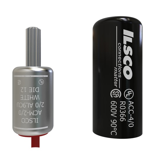 Ilsco - Ilsco ACM-2/0 Aluminum Compression Pigtail Adaptor, Conductor Size 2/0, Tin Plated, UL, CSA
