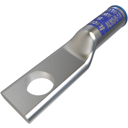 Ilsco - Ilsco ALNS-8-14 SureCrimp® Aluminum Compression Lug, Conductor Size 8, 1 Hole, 1/4in Bolt Size, Long Barrel, No Sight Window, Tin Plated, UL, CSA