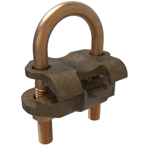 Ilsco - Ilsco GPL-16 Permaground Copper U-Bolt Ground Clamp, Conductor Range 250-2/0 Sol, Pipe Size 1in, Ground Rod Sizes 1-1/8 to 1-1/4in, UL, CSA