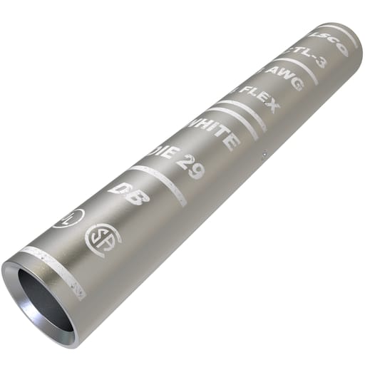 Ilsco - Ilsco CTL-3 SureCrimp® Copper Compression Sleeve, Conductor Size 3, Long Barrel, Tin Plated, UL, CSA
