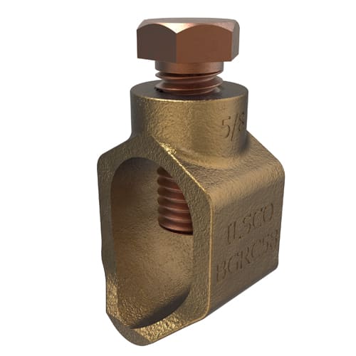 Ilsco - Ilsco BGRC-58 Permaground Bronze Ground Rod Clamp, Conductor Range 1/0-8, Ground Rod Size 5/8in, Direct Bury