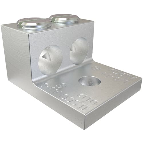 Ilsco - Ilsco AU-0 Aluminum Mechanical Lug, Conductor Range 1/0-14, 2 Ports, 1 Hole, 1/4in Bolt Size, Tin Plated, UL, CSA