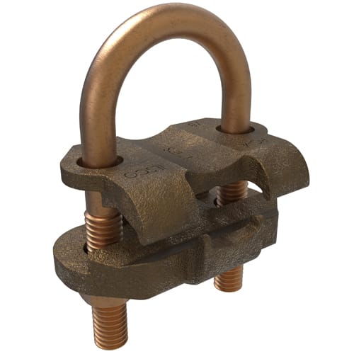 Ilsco - Ilsco GPL-15 Permaground Copper U-Bolt Ground Clamp, Conductor Range 2/0-4 Sol, Pipe Size 1in, Ground Rod Sizes 1-1/8 to 1-1/4in, UL, CSA
