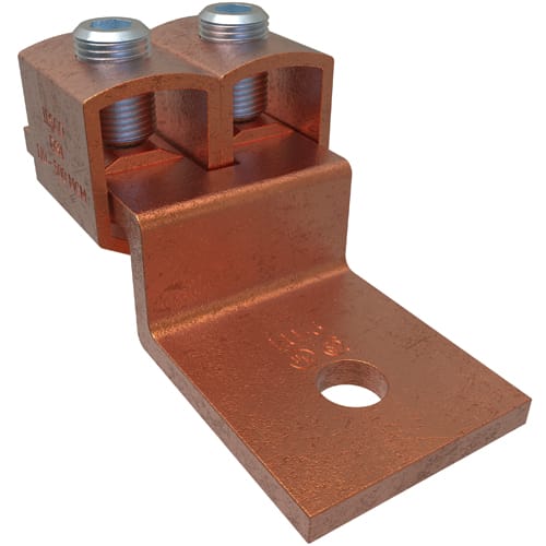 Ilsco - Ilsco LU-6 Copper Mechanical Lug Offset, Conductor Range 500-1/0, 2 Ports, 1 Hole, 1/2in Bolt Size, UL, CSA