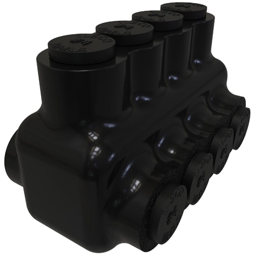 Ilsco - Ilsco PBTD-4-4 Nimbus Insulated Aluminum Multi-Tap Connector, Conductor Range 4-14, 4 Ports, Dual Sided Entry, Tin Plated, UL, CSA