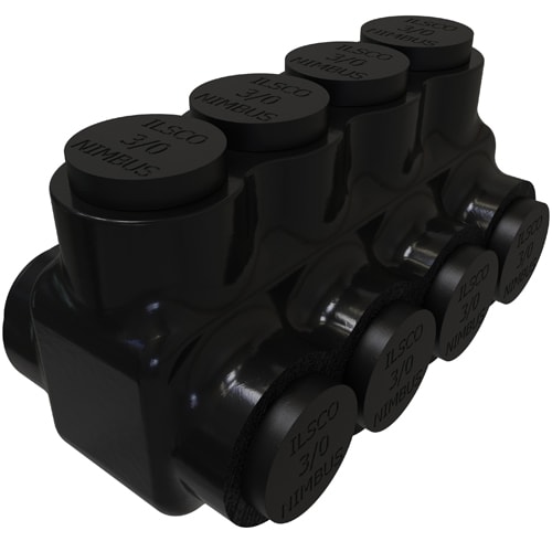 Ilsco - Ilsco PBTD-4-3/0 Nimbus Insulated Aluminum Multi-Tap Connector, Conductor Range 3/0-6, 4 Ports, Dual Sided Entry, Tin Plated, UL, CSA
