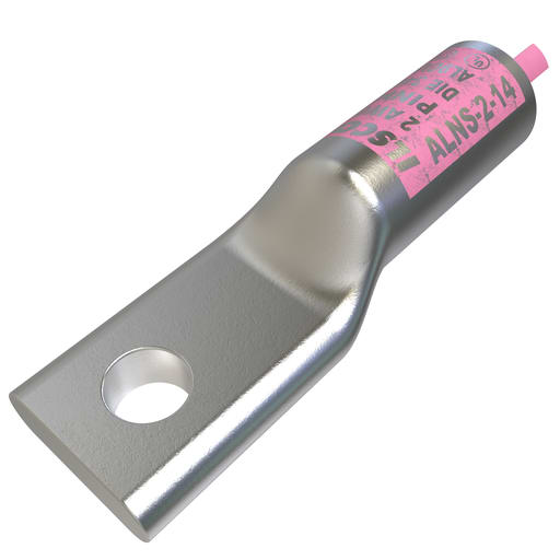 Ilsco - Ilsco ALNS-2-14 SureCrimp® Aluminum Compression Lug, Conductor Size 2, 1 Hole, 1/4in Bolt Size, Long Barrel, No Sight Window, Tin Plated, UL, CSA