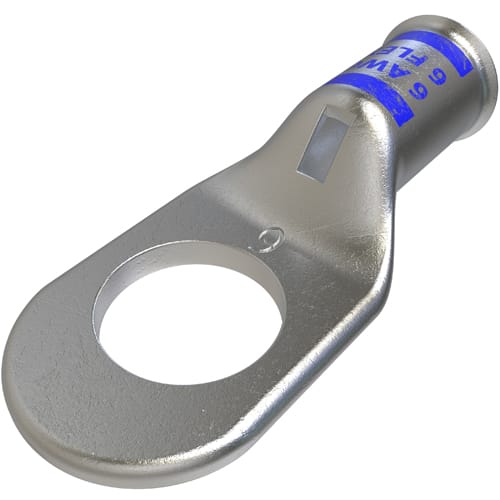 Ilsco - Ilsco CCL-6-38 Copper Compression Lug, Conductor Size 6, 1 Hole, 3/8in Bolt Size, Standard Barrel, Sight Window, Tin Plated, UL, CSA