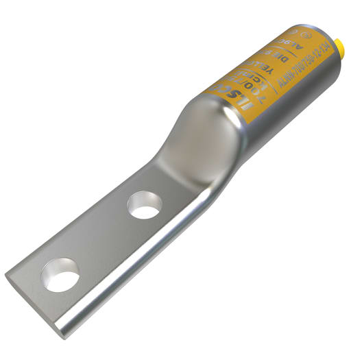 Ilsco - Ilsco ALNN-700/750-12-134 SureCrimp® Aluminum Compression Lug, Conductor Size 700/750, 2 Holes, 1/2in Bolt Size, 1-3/4in Hole Spacing, Narrow Tang, Long Barrel, No Sight Window, Tin Plated, UL, CSA