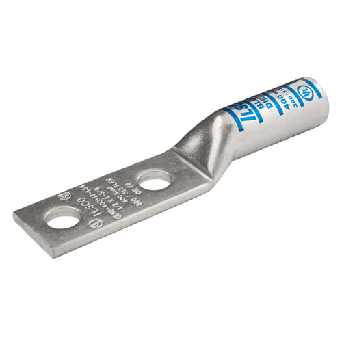 Ilsco - Ilsco CLND-4/0-12-134 SureCrimp® Copper Compression Lug, Conductor Size 4/0, 2 Holes, 1/2in Bolt Size, 1-3/4in Hole Spacing, Long Barrel, No Sight Window, Tin Plated, UL, CSA
