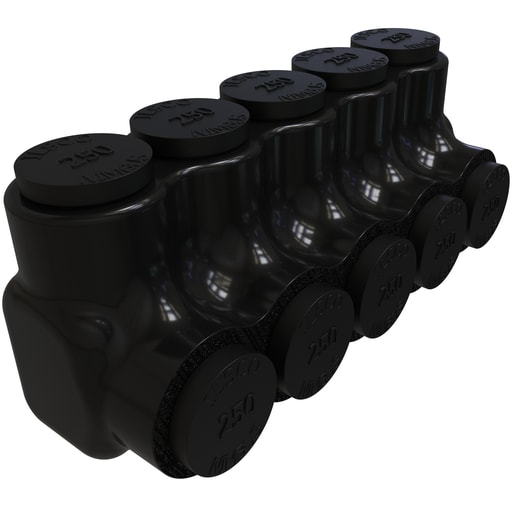 Ilsco - Ilsco PBTS-5-250 Nimbus Insulated Aluminum Multi-Tap Connector, Conductor Range 250-6, 5 Ports, Single Sided Entry, Tin Plated, UL, CSA